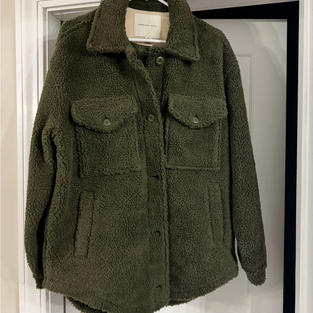 American Eagle Outfitters Forest Green Teddy Jacket